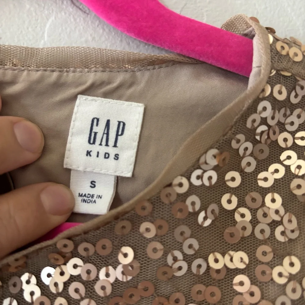 GAP Girls Gold Sequin Short Sleeve Party Dress